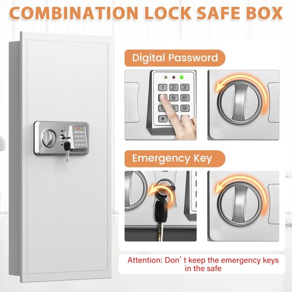 GUVELI Wall Safe Electronic Combination Lock White Security-2