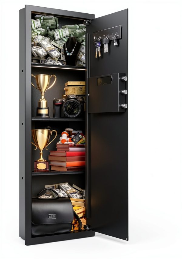 GUVELI Wall Safe Heavy Steel Fireproof Black-2