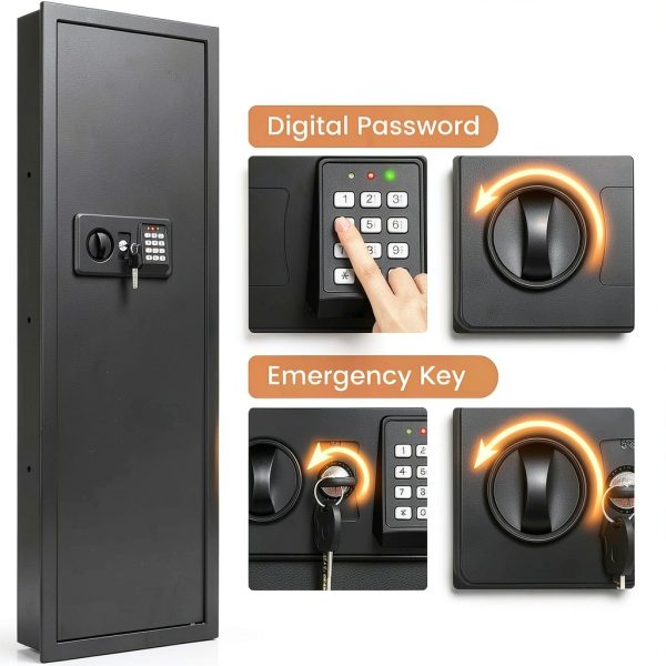 GUVELI Wall Safe Heavy Steel Fireproof Black-4
