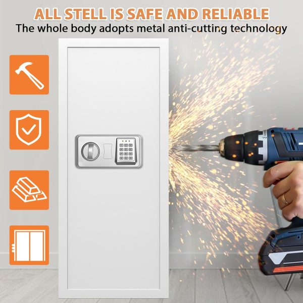 GUVELI Wall Safe Electronic Combination Lock White Security-4