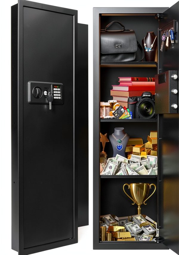 GUVELI Wall Safe Heavy Steel Fireproof Black-8
