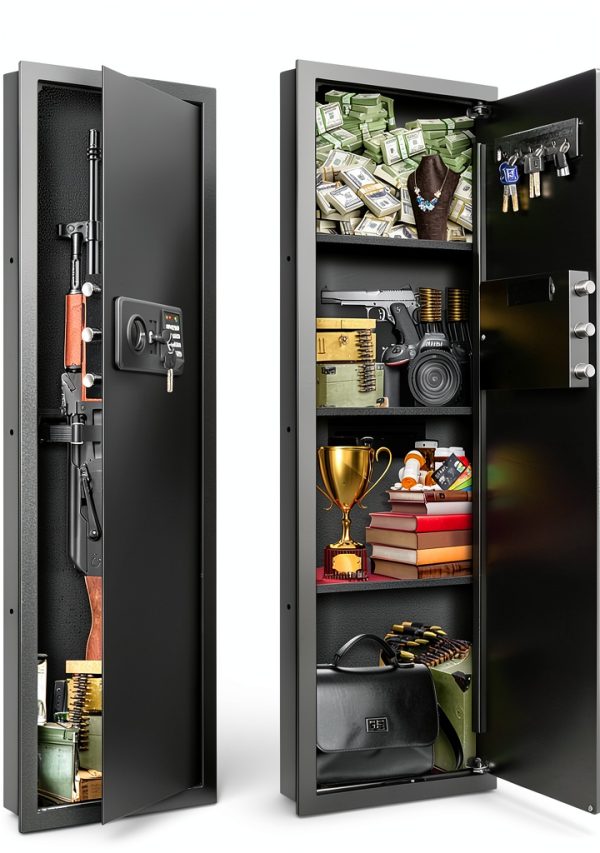 GUVELI Wall Safe Heavy Steel Fireproof Black-0