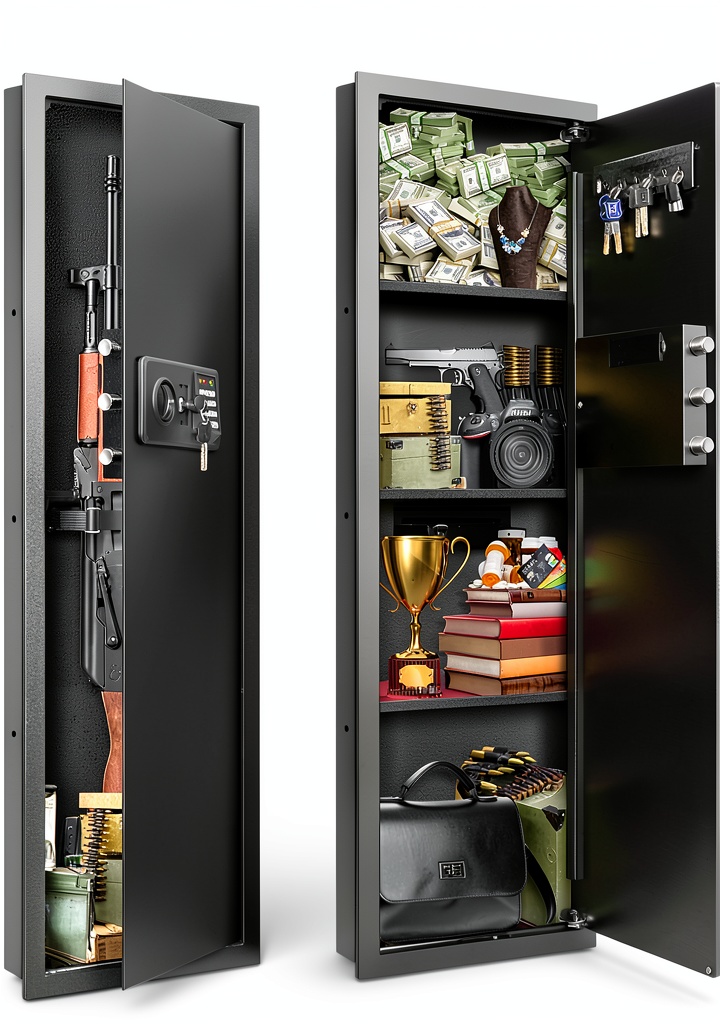 GUVELI wall safe installed behind a framed picture