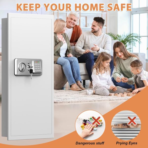 GUVELI Wall Safe Electronic Combination Lock White Security-6