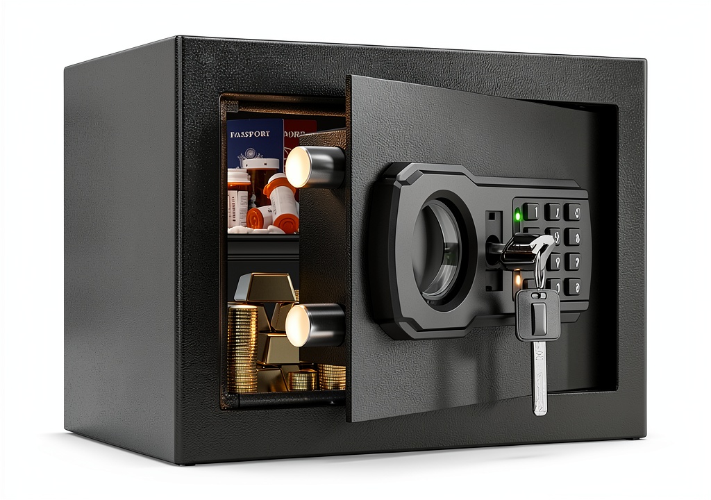 EVSUVSRT safe mounted on a bedroom wall