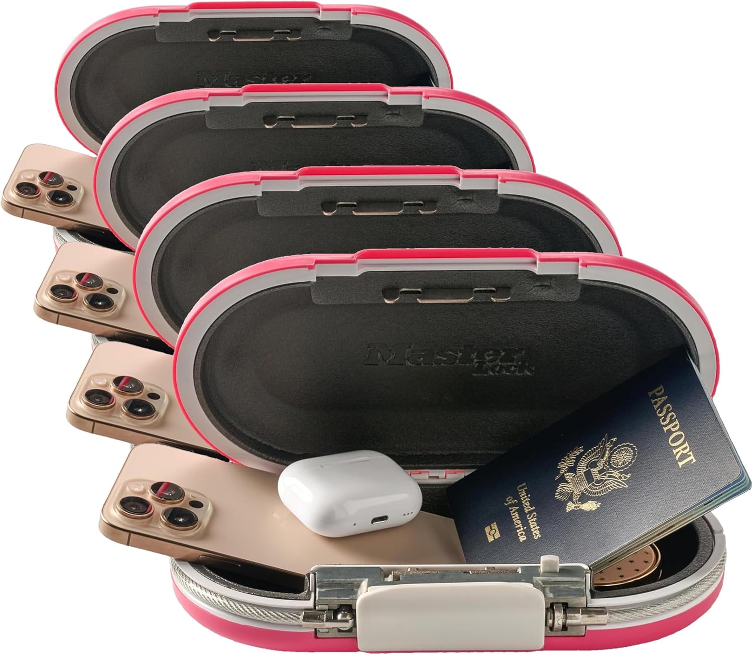 Master Lock portable safe in pink with combination lock and cable