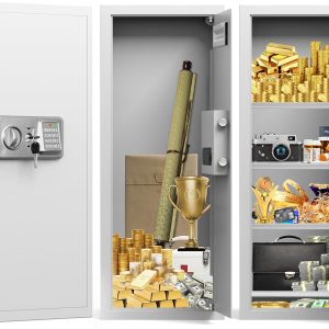 GUVELI Wall Safe Electronic Combination Lock White Security-0