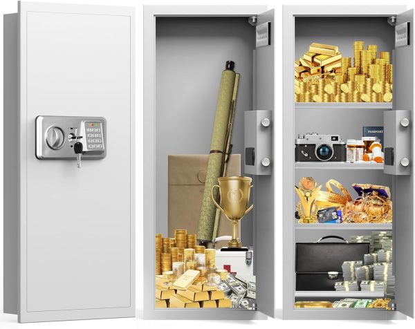 GUVELI Wall Safe Electronic Combination Lock White Security-0