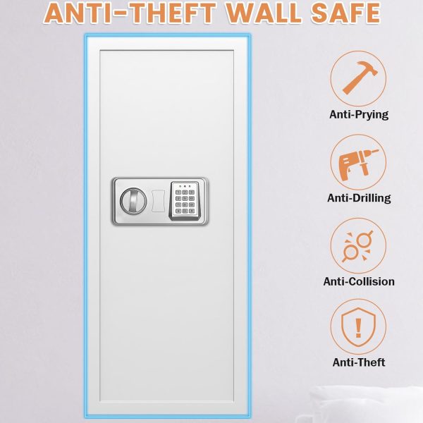 GUVELI Wall Safe Electronic Combination Lock White Security-7
