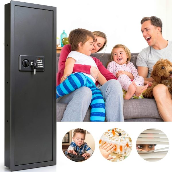 GUVELI Wall Safe Heavy Steel Fireproof Black-5