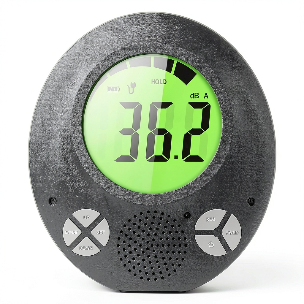 SWAREY ET-968 decibel meter mounted on a wall in a factory