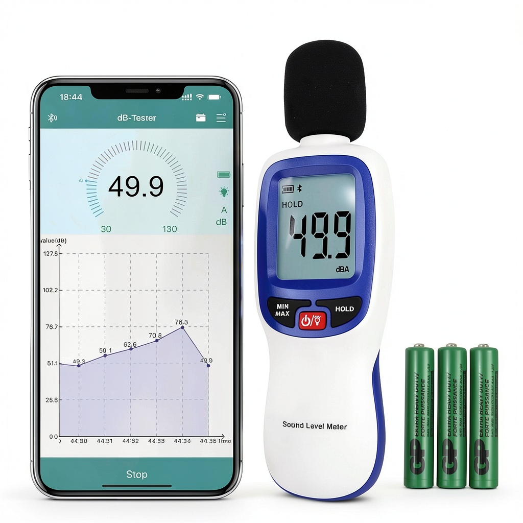 Landtek Bluetooth Noise Decibel Meter in use