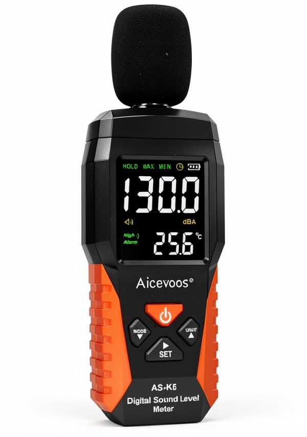 Aicevoos Sound Level Meter AS-K5-1 30-130dB ±1.5dB LCD Alarm-0