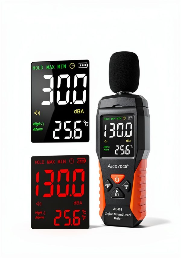 Aicevoos Sound Level Meter AS-K5-1 30-130dB ±1.5dB LCD Alarm-3