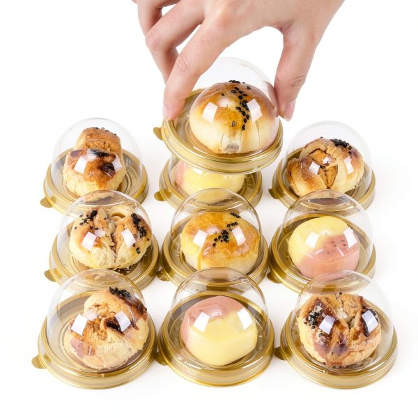 Mini Cake Containers 50 Pcs Gold Clear Dome Lids by piopiocoing-5