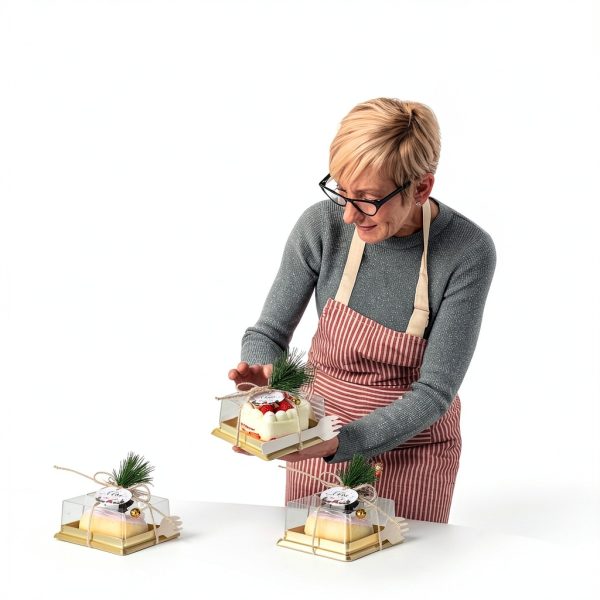 Christmas Small Bakery Boxes Maxdot 300pcs 50 Set with Clear Lids-5