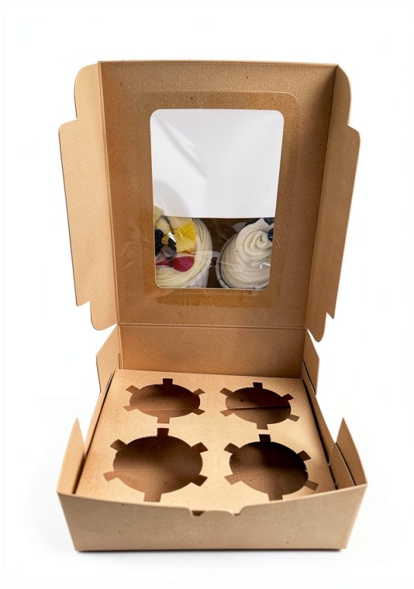 Brown Paper Cupcake Boxes MUMULULU 8 Pack with Clear Window-5
