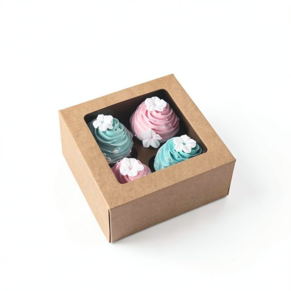 Kraft Paper Cupcake Boxes WANOU 15‑Piece Set with Clear Window-2
