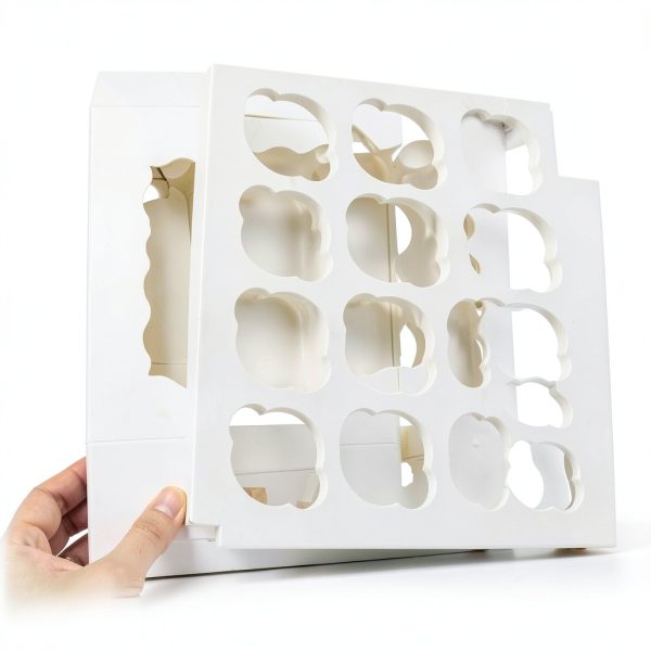 Cupcake Boxes TOMNK 20pcs White Set with Clear Windows 13x10x3.5in-2