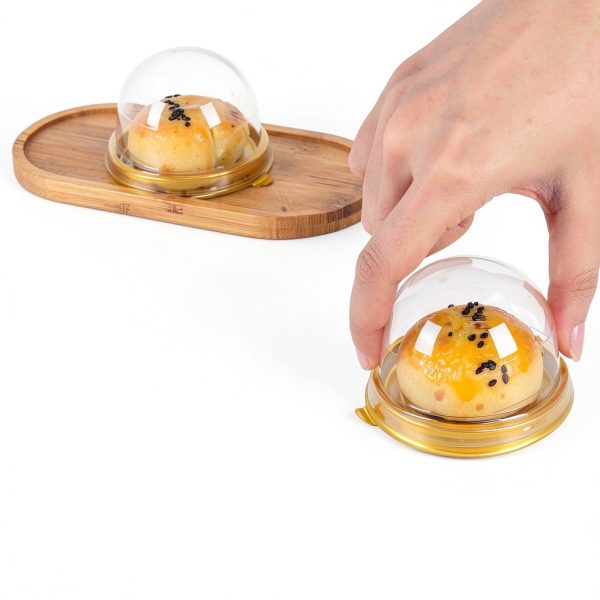 Mini Cake Containers 50 Pcs Gold Clear Dome Lids by piopiocoing-3