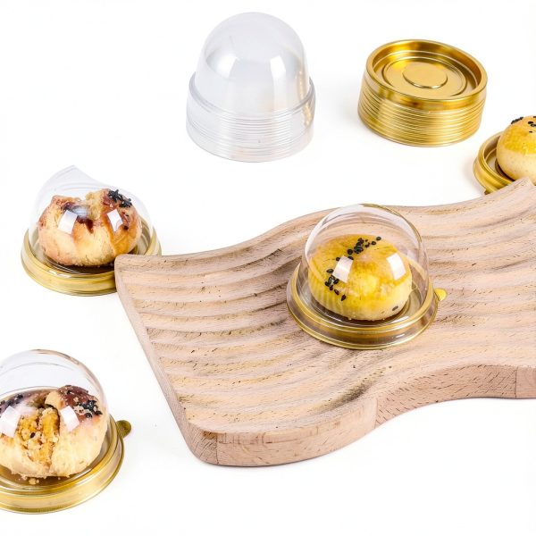 Mini Cake Containers 50 Pcs Gold Clear Dome Lids by piopiocoing-6