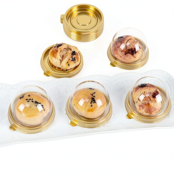 Mini Cake Containers 50 Pcs Gold Clear Dome Lids by piopiocoing-4