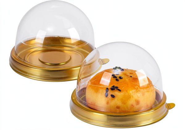 Mini Cake Containers 50 Pcs Gold Clear Dome Lids by piopiocoing-0