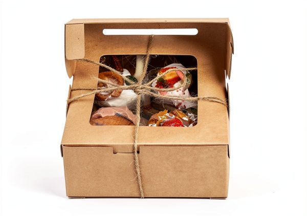 Brown Paper Cupcake Boxes MUMULULU 8 Pack with Clear Window-3