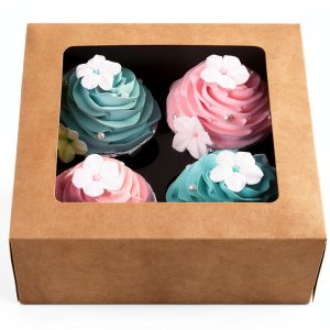 Kraft Paper Cupcake Boxes WANOU 15‑Piece Set with Clear Window-0