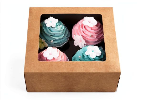 Kraft Paper Cupcake Boxes WANOU 15‑Piece Set with Clear Window-0
