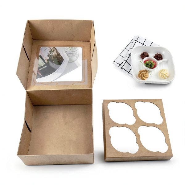 Kraft Paper Cupcake Boxes WANOU 15‑Piece Set with Clear Window-5