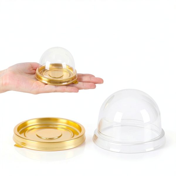 Mini Cake Containers 50 Pcs Gold Clear Dome Lids by piopiocoing-1