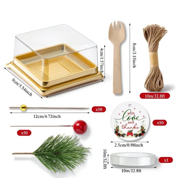 Christmas Small Bakery Boxes Maxdot 300pcs 50 Set with Clear Lids-1