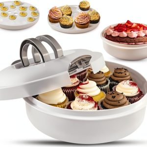 Southern Homewares Pie Carrier with Lid and Handle – 3-in-1 Plastic Dessert Container for Pies, Cakes, Cupcakes, and Muffins-0