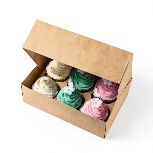 Cupcake Boxes ONE MORE Large Brown Kraft with Inserts 6 Holders 15-4