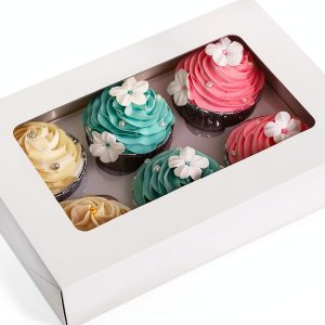 Cupcake Boxes with Inserts 6 Holders Large White Window Box by LanYang-0