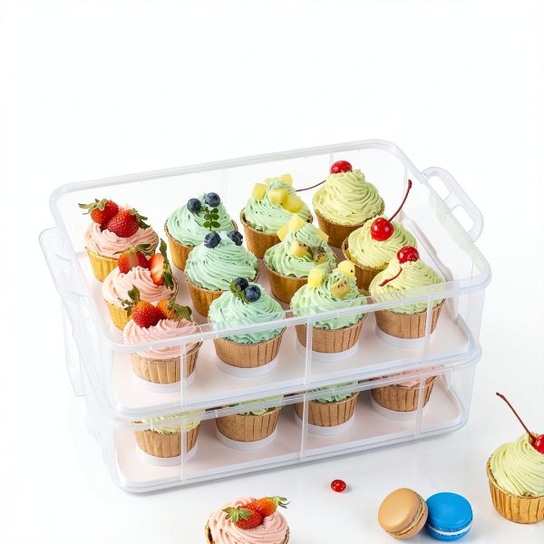 Plastic Cupcake Carrier 24 Count with Lid & Handles, Reusable Storage-5