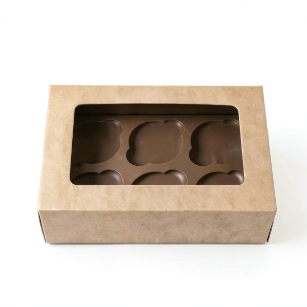 Cupcake Boxes ONE MORE Large Brown Kraft with Inserts 6 Holders 15-7