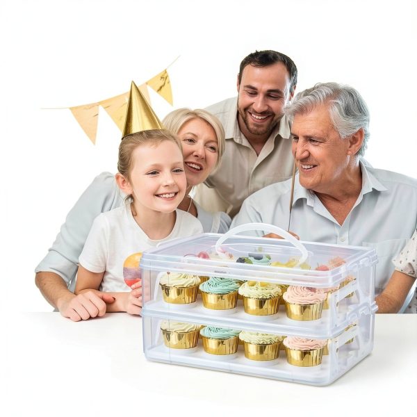 Plastic Cupcake Carrier 24 Count with Lid & Handles, Reusable Storage-6