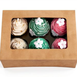 Cupcake Boxes ONE MORE Large Brown Kraft with Inserts 6 Holders 15-0