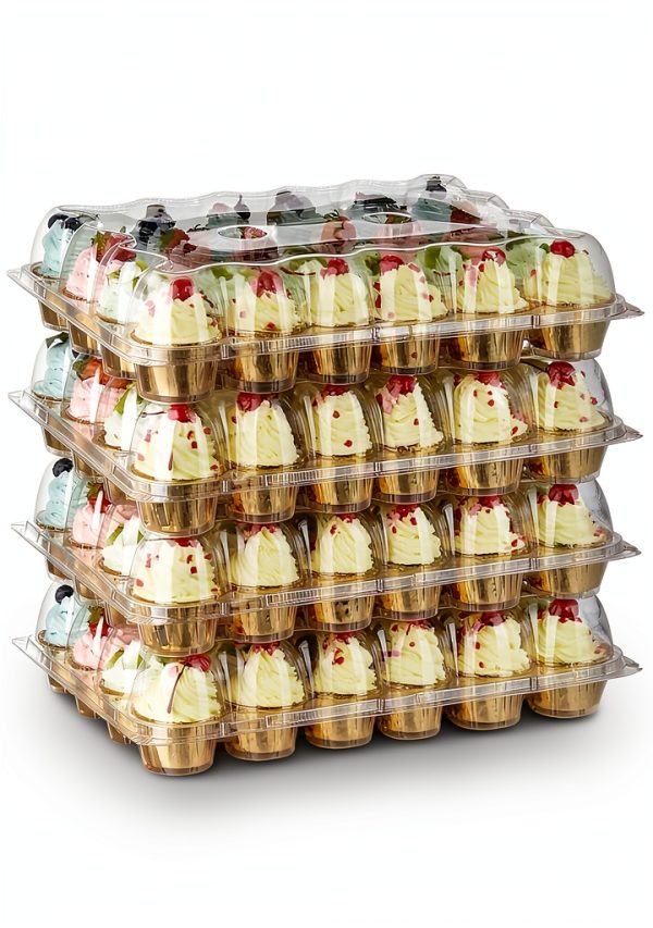 Stackable Cupcake Carrier Holders by Gencywe – 24 Pack with 240 Liners-0
