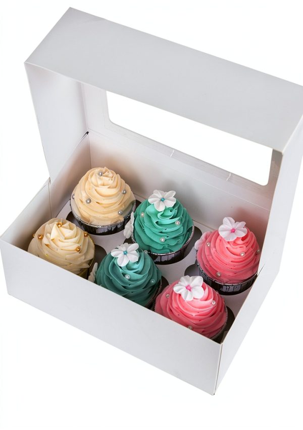 Cupcake Boxes with Inserts 6 Holders Large White Window Box by LanYang-7