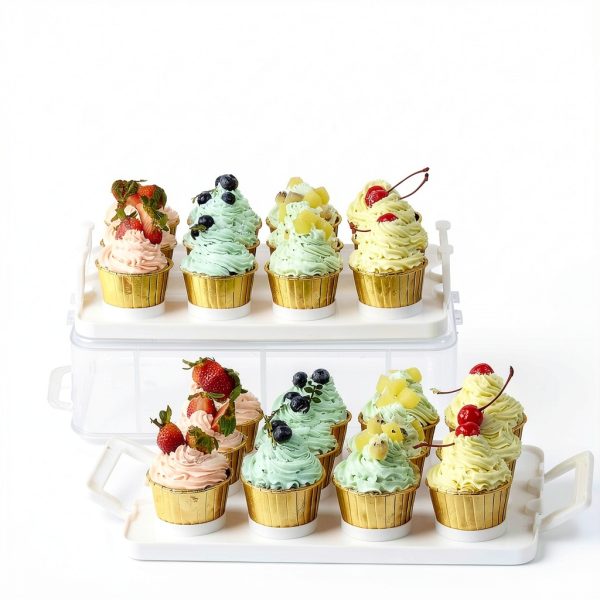 Plastic Cupcake Carrier 24 Count with Lid & Handles, Reusable Storage-3