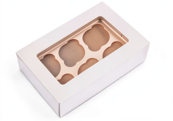 Cupcake Boxes with Inserts 6 Holders Large White Window Box by LanYang-6