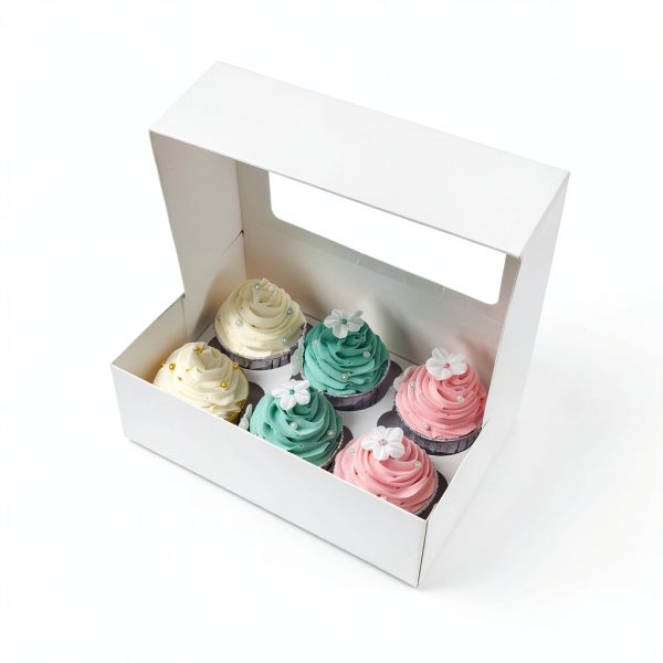 Cupcake Boxes with Inserts 6 Holders Large White Window Box by LanYang-3