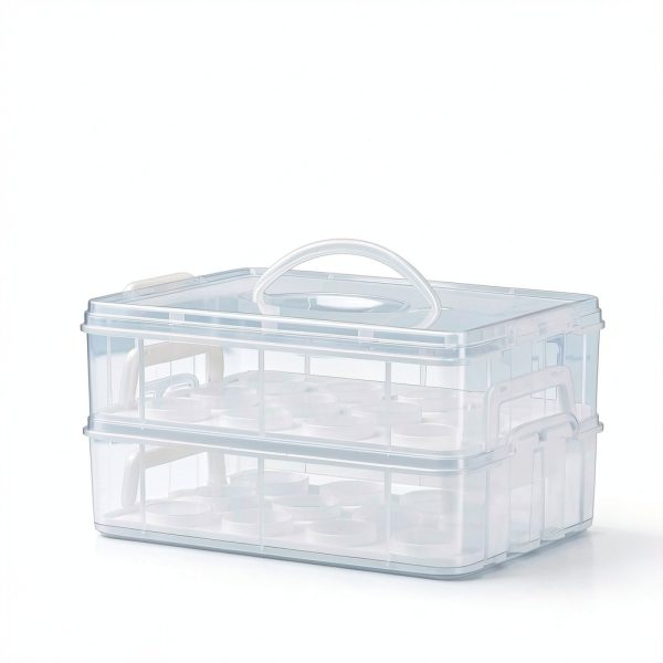 Plastic Cupcake Carrier 24 Count with Lid & Handles, Reusable Storage-1