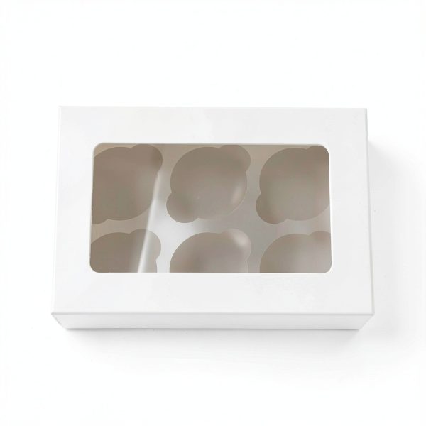 Cupcake Boxes with Inserts 6 Holders Large White Window Box by LanYang-5